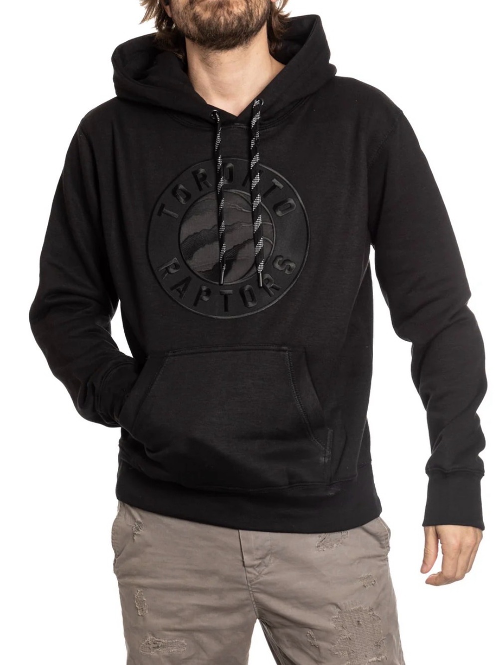 Bulletin Toronto Raptors Black on Black Hoodie NBA Basketball Sz L